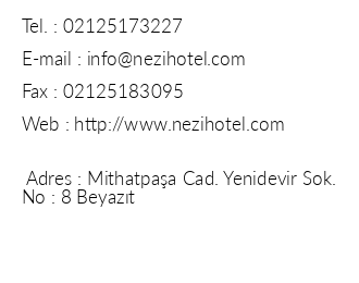 Hotel Nezih iletiim bilgileri